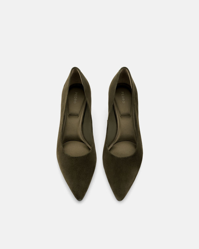 Quinn Leather Heel Pumps - Olive