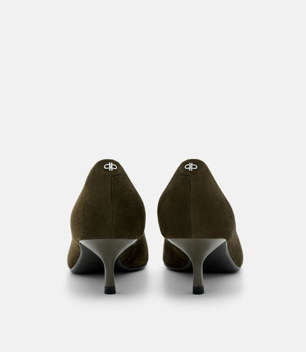 Quinn Leather Heel Pumps - Olive