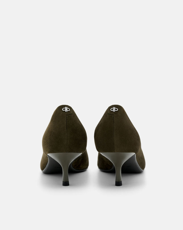 Quinn Leather Heel Pumps - Olive