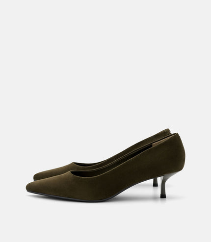 Quinn Leather Heel Pumps - Olive