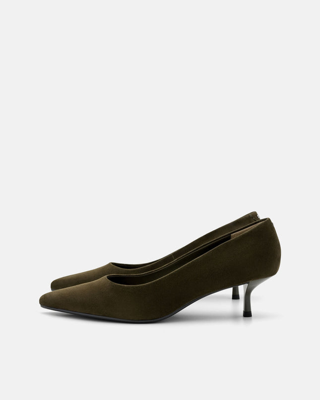 Quinn Leather Heel Pumps - Olive