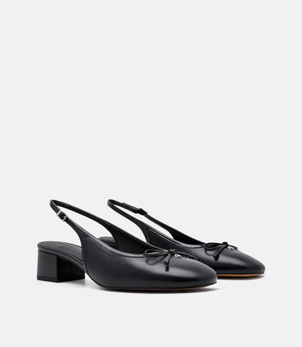 Anna Leather Mary Jane Pumps - Black
