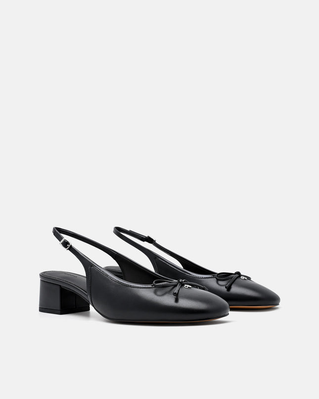 Anna Leather Mary Jane Pumps - Black