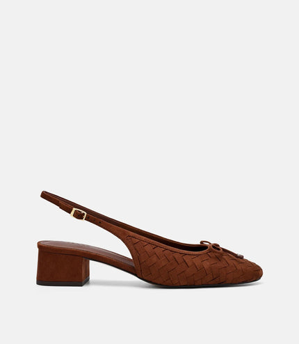 Anna Woven Mary Jane Pumps - Mahogany
