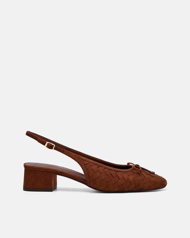 Anna Woven Mary Jane Pumps - Mahogany