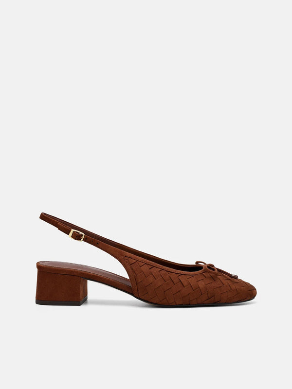 Anna Woven Mary Jane Pumps - Mahogany