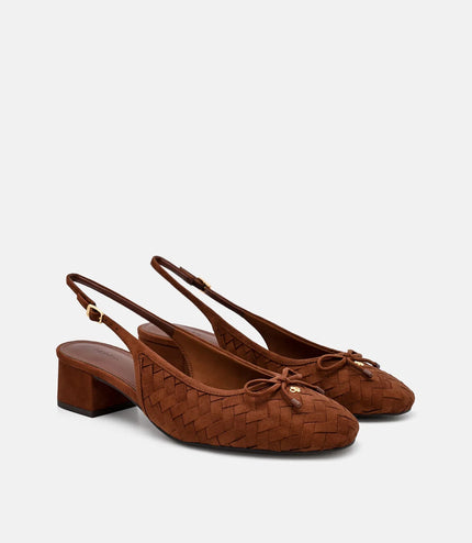 Anna Woven Mary Jane Pumps - Mahogany
