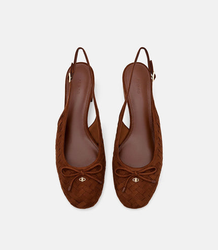 Anna Woven Mary Jane Pumps - Mahogany
