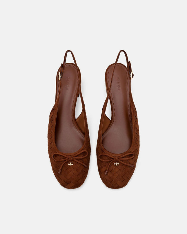 Anna Woven Mary Jane Pumps - Mahogany