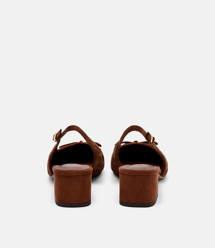 Anna Woven Mary Jane Pumps - Mahogany