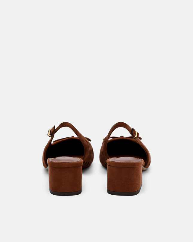 Anna Woven Mary Jane Pumps - Mahogany