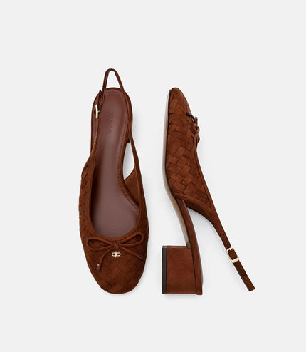 Anna Woven Mary Jane Pumps - Mahogany