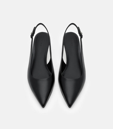 Adena Leather Wedge Slingback Pumps - Black