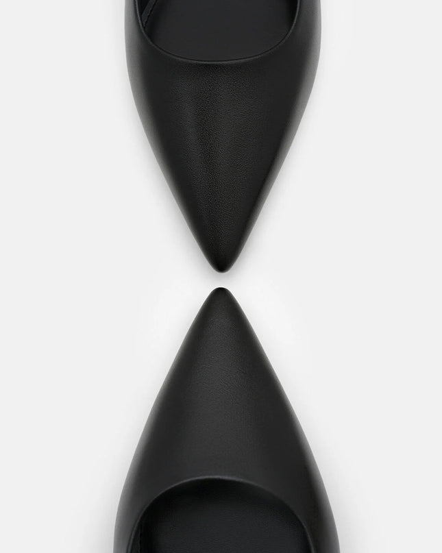 Adena Leather Wedge Slingback Pumps - Black