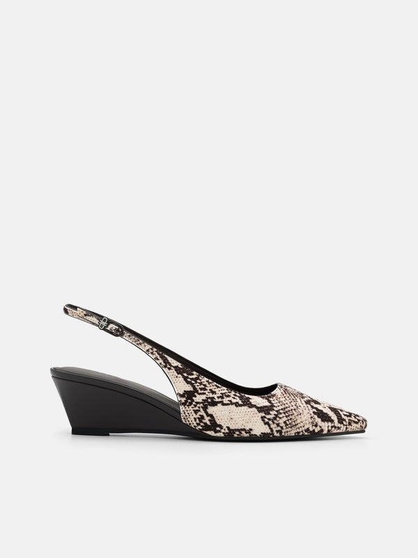 Adena Leather Wedge Slingback Pumps - Multi