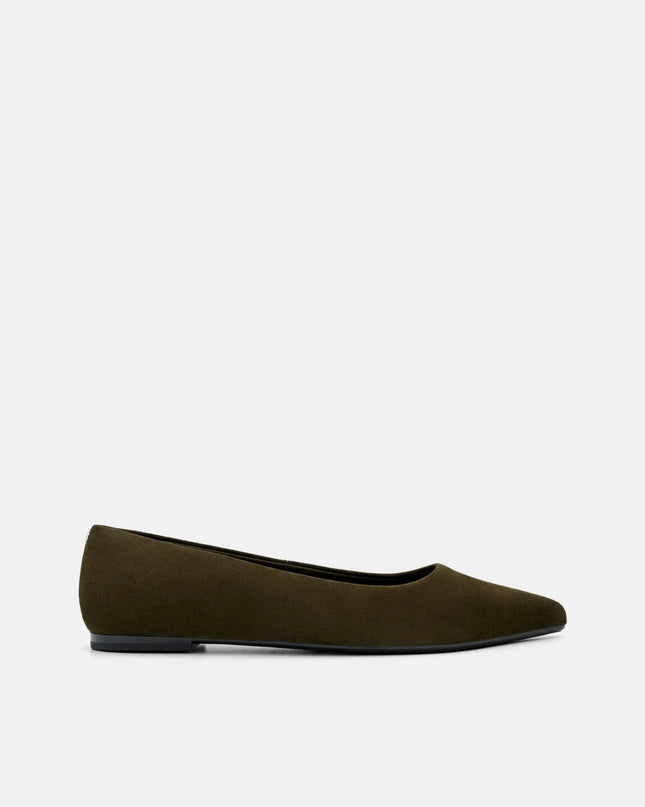 Quinn Leather Flats - Olive