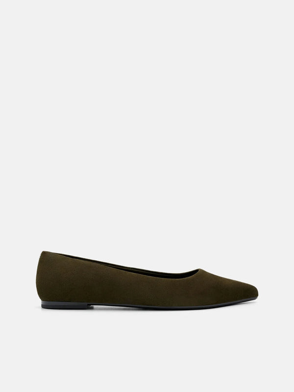 Quinn Leather Flats - Olive