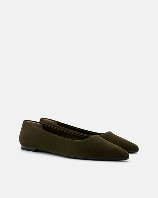 Quinn Leather Flats - Olive