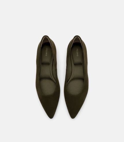 Quinn Leather Flats - Olive