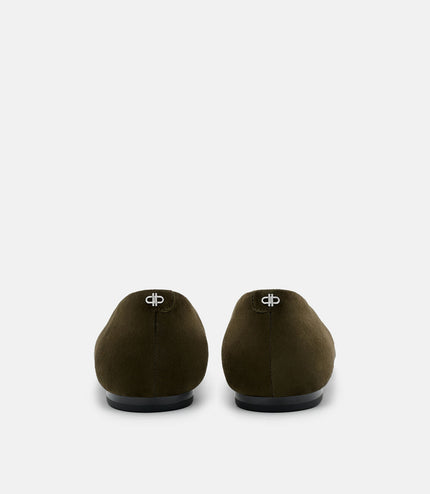 Quinn Leather Flats - Olive