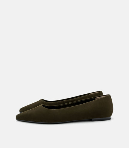 Quinn Leather Flats - Olive