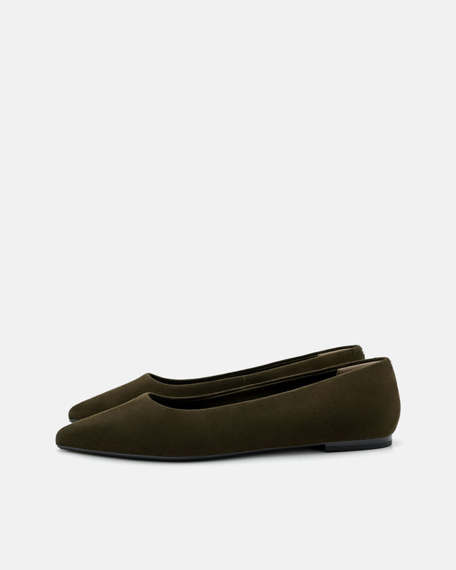 Quinn Leather Flats - Olive