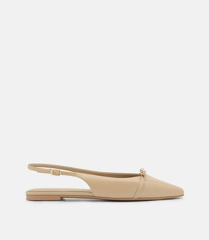 Jeanine Leather Slingback Flats - Sand Patent