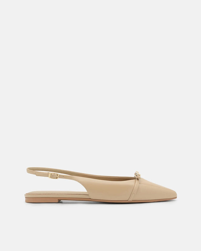 Jeanine Leather Slingback Flats - Sand Patent