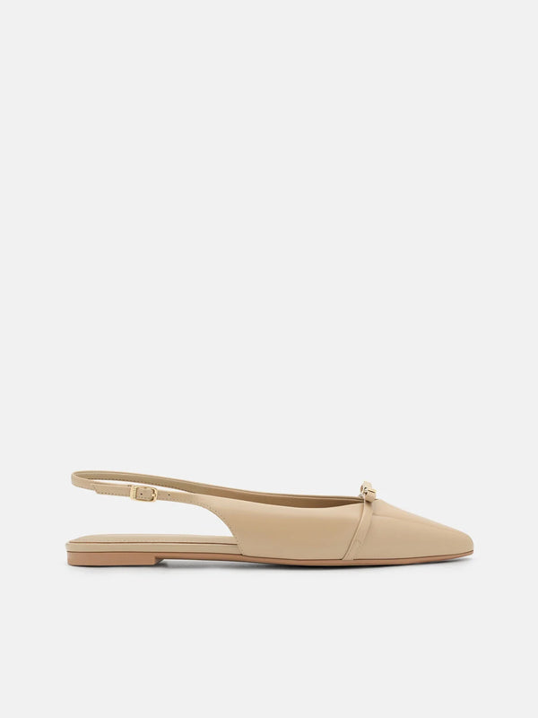 Jeanine Leather Slingback Flats - Sand Patent
