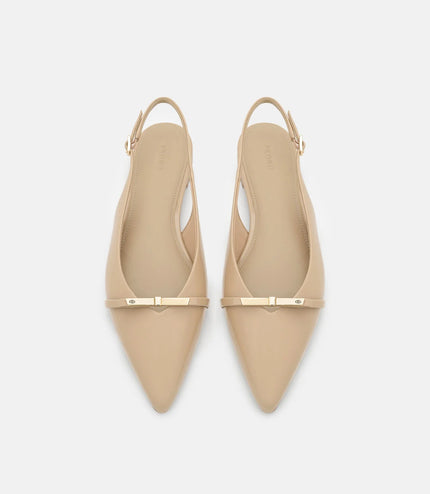 Jeanine Leather Slingback Flats - Sand Patent
