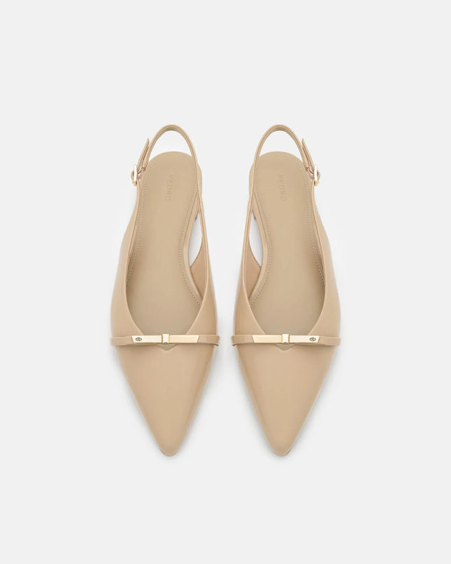 Jeanine Leather Slingback Flats - Sand Patent