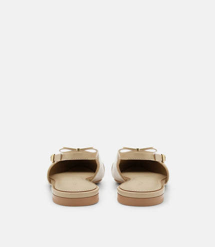 Jeanine Leather Slingback Flats - Sand Patent