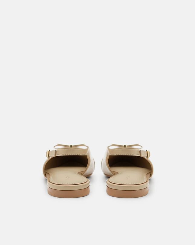 Jeanine Leather Slingback Flats - Sand Patent