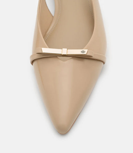 Jeanine Leather Slingback Flats - Sand Patent