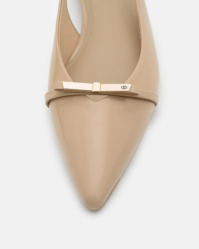 Jeanine Leather Slingback Flats - Sand Patent