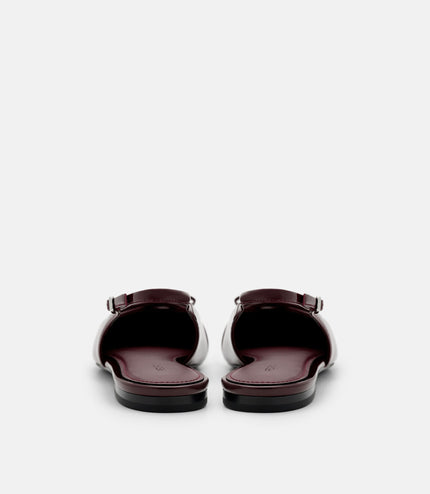 Jeanine Leather Slingback Flats - Burgundy Patent