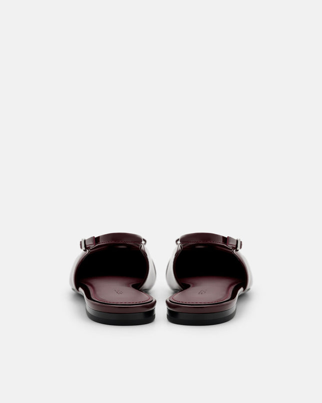 Jeanine Leather Slingback Flats - Burgundy Patent