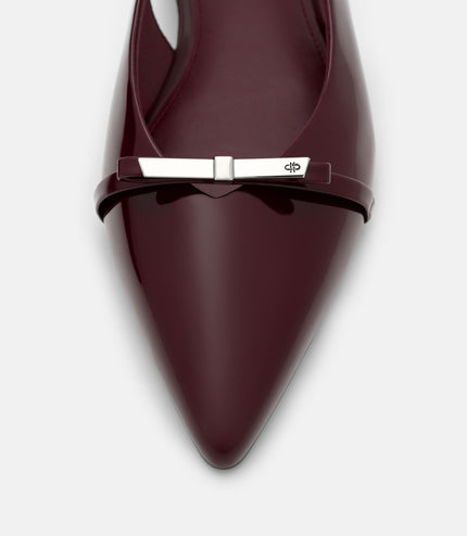 Jeanine Leather Slingback Flats - Burgundy Patent