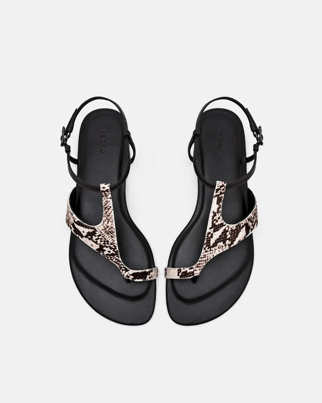 Leather Ankle Strap Sandals - Multi