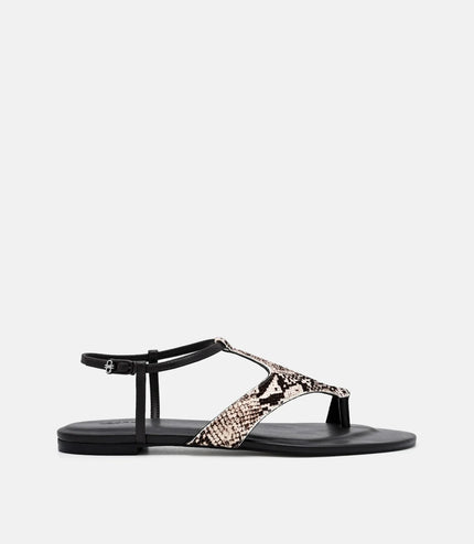Leather Ankle Strap Sandals - Multi