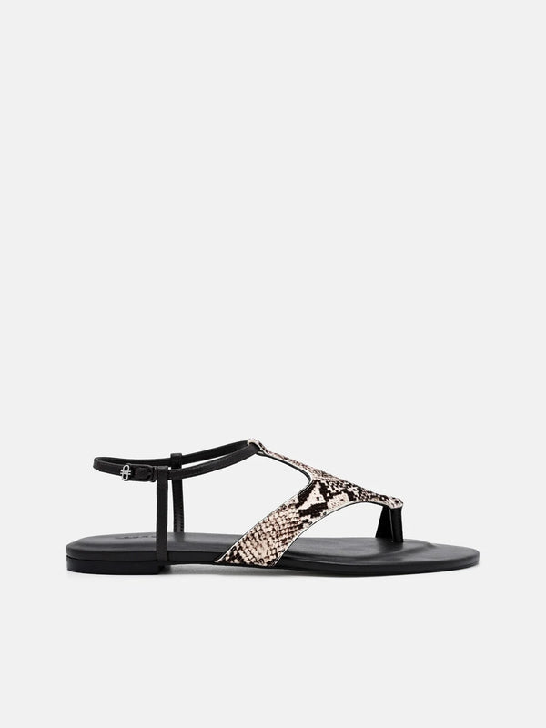 Leather Ankle Strap Sandals - Multi