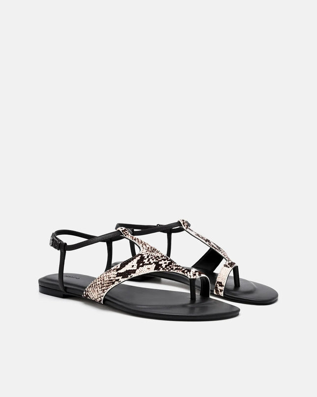 Leather Ankle Strap Sandals - Multi