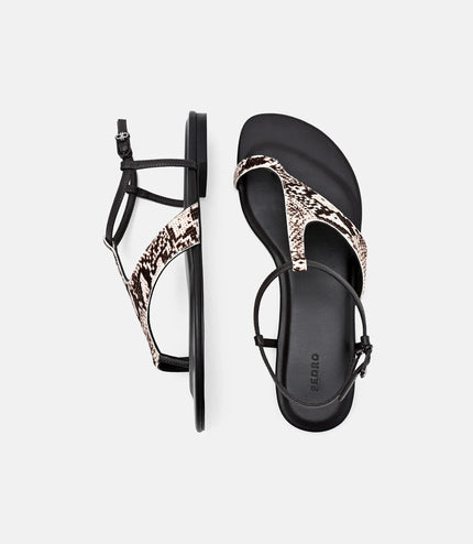 Leather Ankle Strap Sandals - Multi