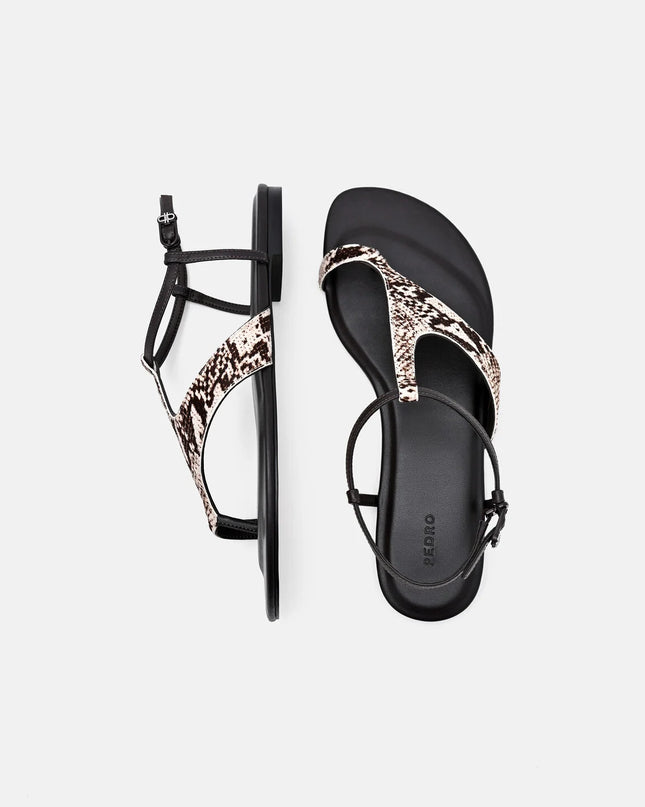 Leather Ankle Strap Sandals - Multi