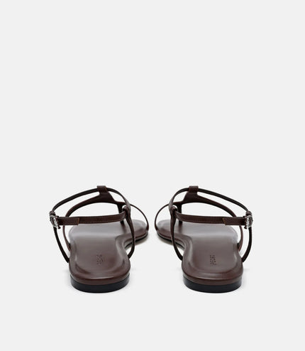 Leather Ankle Strap Sandals - Dark Brown