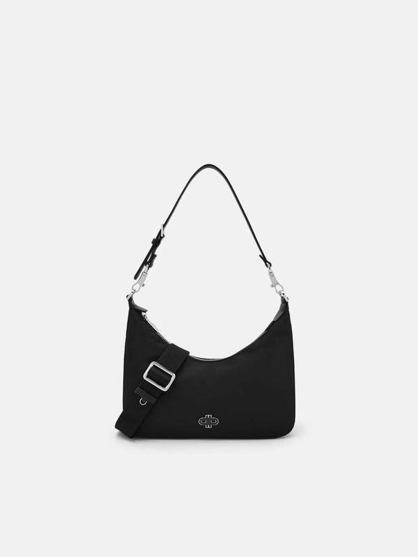 Keri Nylon Hobo Bag - Black Nylon