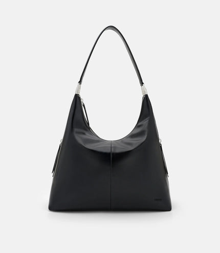 Reina Leather Hobo Bag - Black