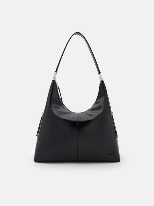 Reina Leather Hobo Bag - Black