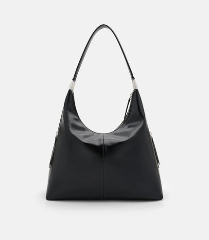 Reina Leather Hobo Bag - Black