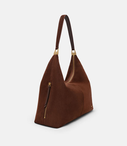 Reina Leather Hobo Bag - Mahogany